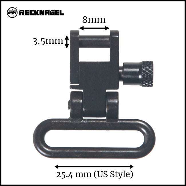 Recknagel Sling Swivel 25.4mm Loop, Detachable with Nut