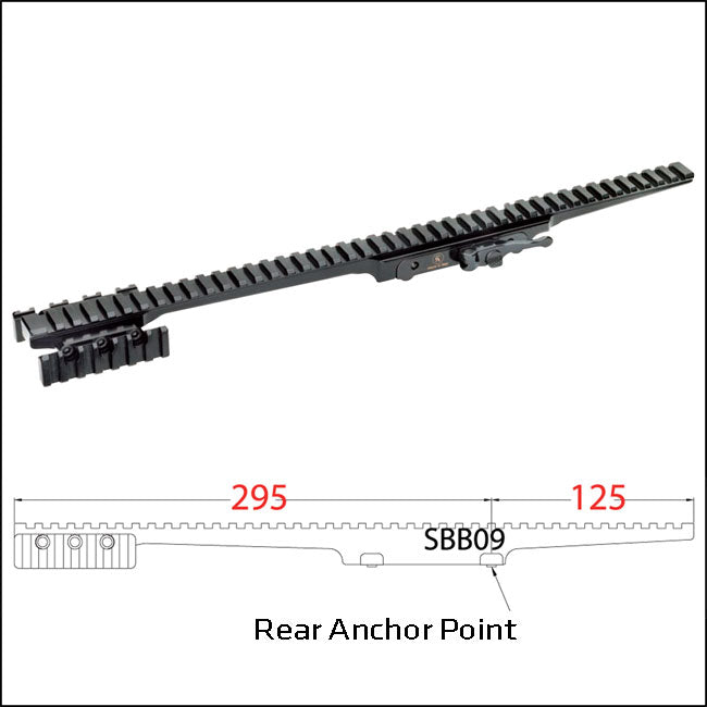 Contessa QD Extra Extended Picatinny Rail with Lateral Rails for Blaser