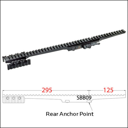 Contessa QD Extra Extended Picatinny Rail with Lateral Rails for Blaser