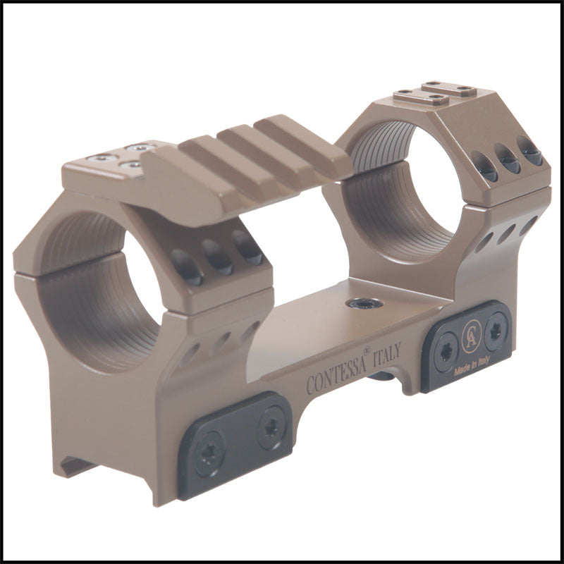 Contessa Tactical Picatinny Ring Mount, Brown (with Rail) - 30mm