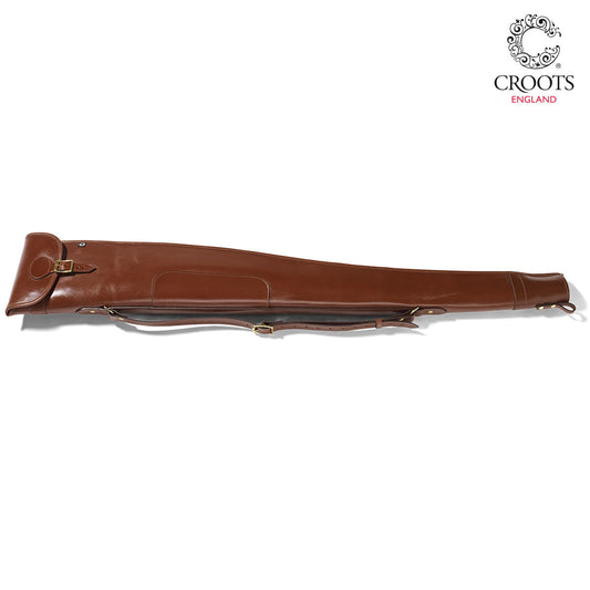 Croots Malton Bridle Leather Shotgun Slip with Flap and Zip - Chestnut