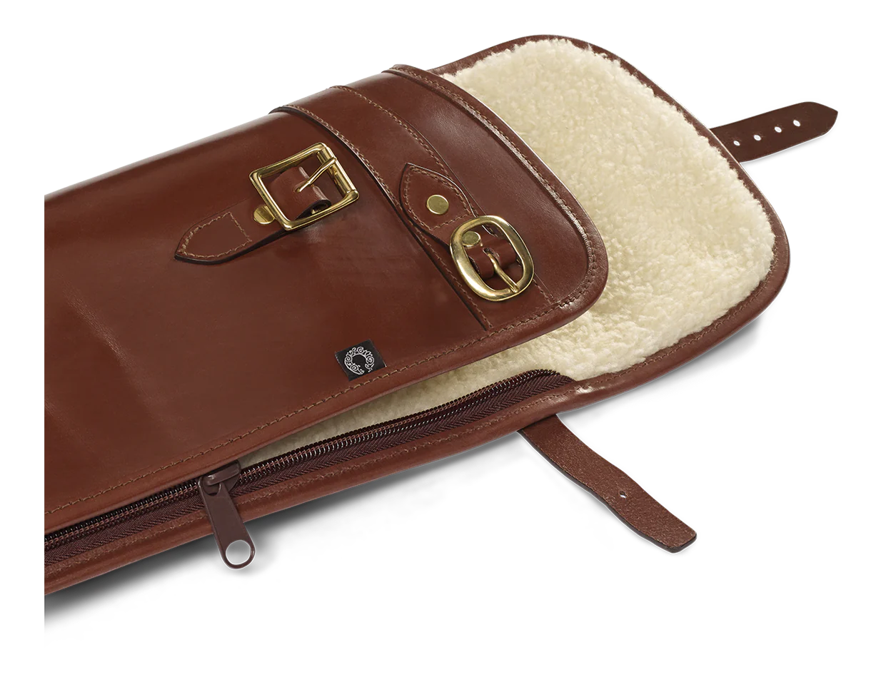 Croots Malton Bridle Leather Shotgun Slip with Flap and Zip - Chestnut