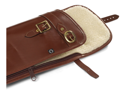 Croots Malton Bridle Leather Shotgun Slip with Flap and Zip - Chestnut