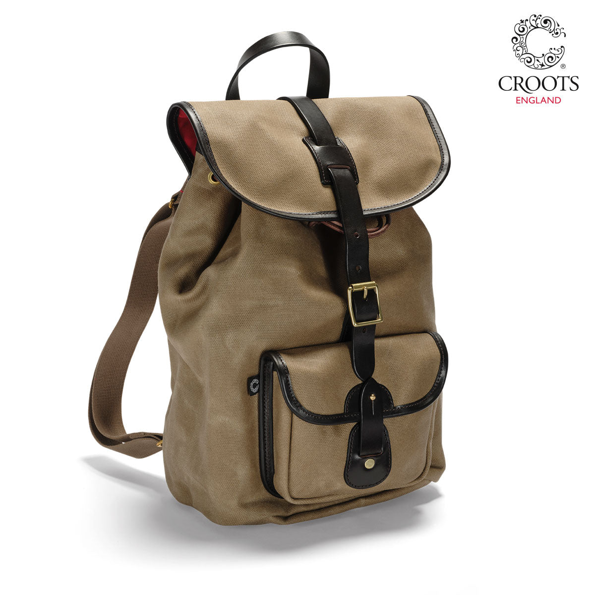 Croots Vintage Canvas Rucksack in Sand - Drawstring